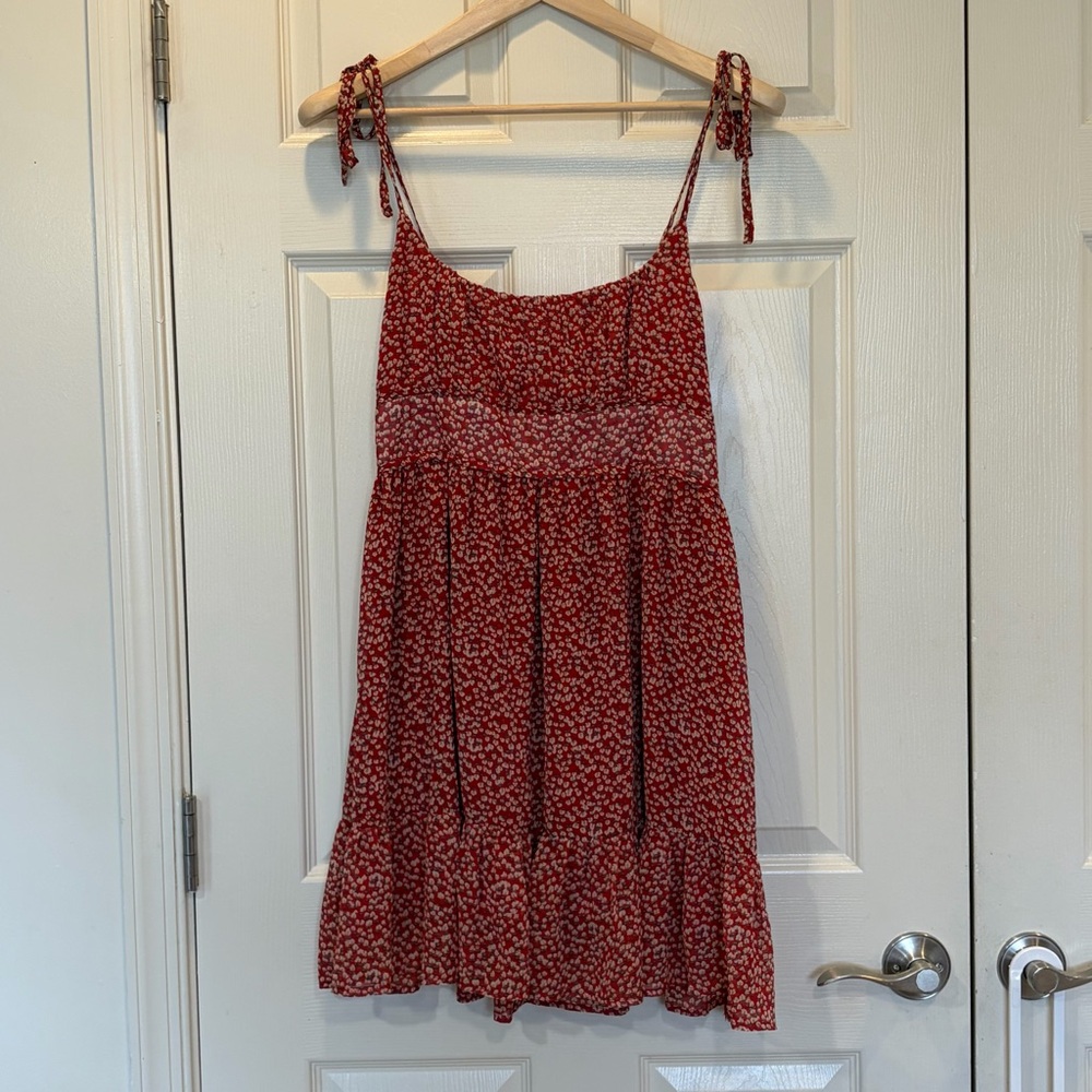 Princess Polly Women’s Red Floral Spaghetti Strap Dress Size 10